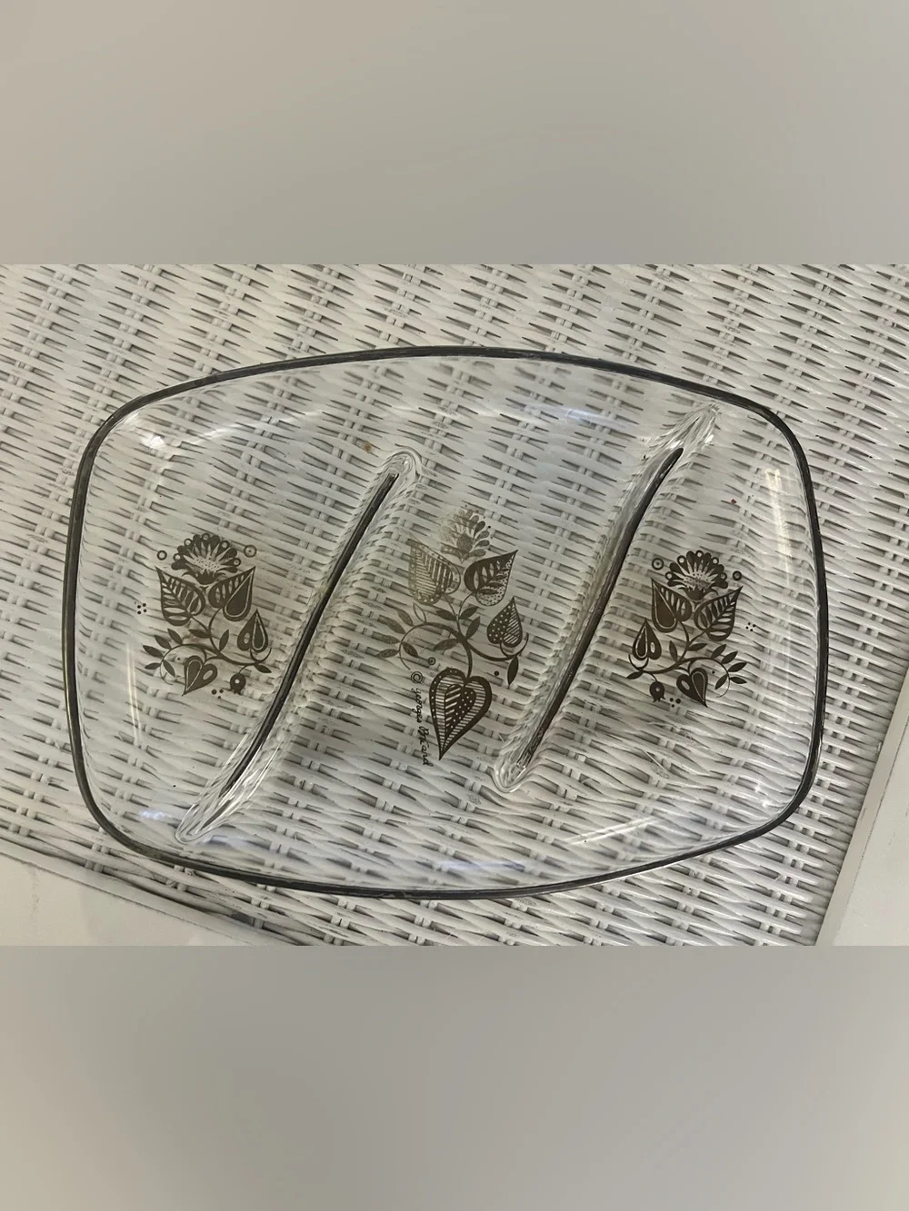 vintage Mid-Century Modern divided glass serving dish designed by Georges Briard